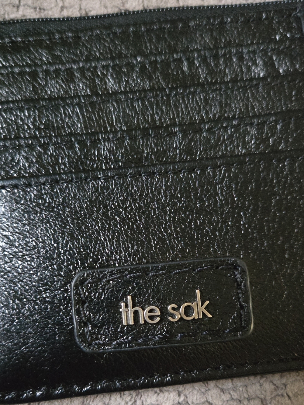 The Sak Black Leather Card Wallet with Keyring and Floral Emboss - Picture 2 of 4